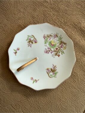 Vintage White Porcelain hand painted Lemon dish serving Handled Dessert Plate 6”